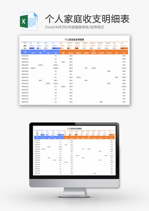 个人家庭收支明细表Excel模板
