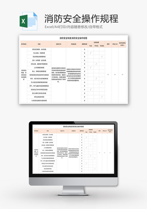 消防安全制度消防安全操作规程Excel模
