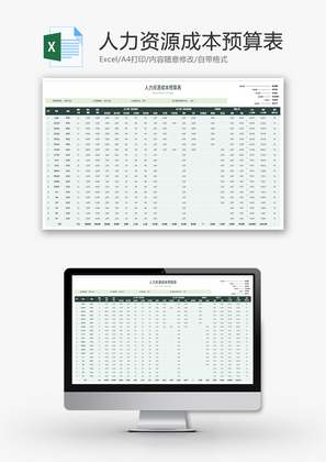人力资源成本预算表Excel模板