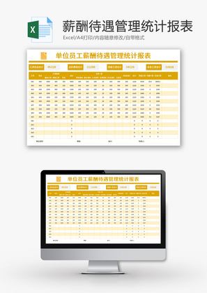 员工薪酬待遇管理统计报表Excel模板