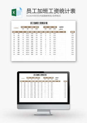 员工加班工资统计表Excel模板