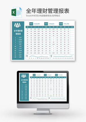 全年理财管理报表Excel模板