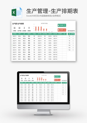 生产管理排期表Excel模板
