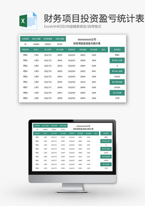 财务项目投资盈亏统计表Excel模板