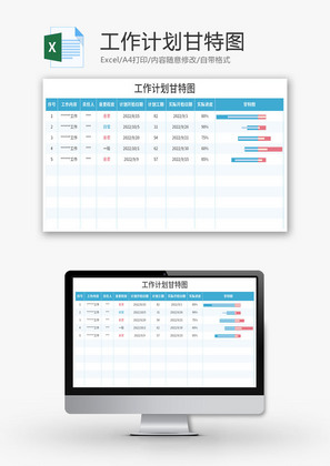 工作计划甘特图Excel模板