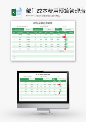 部门成本费用预算管理表Excel模板