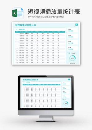 短视频播放量统计表Excel模板