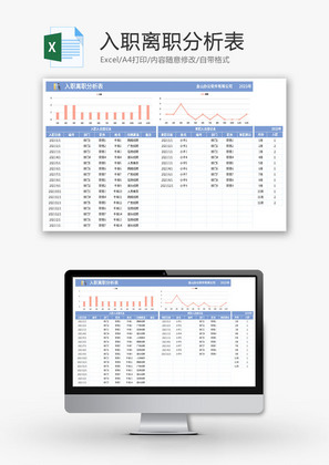 入职离职分析表Excel模板