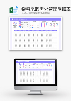 物料采购需求管理明细表Excel模板