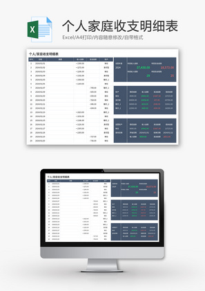 个人家庭收支明细表Excel模板