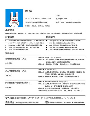 简洁白色背景简历模版下载