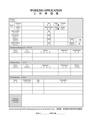 中英文工作申请表格求职简历模板