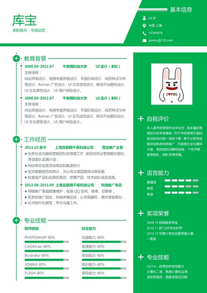 绿色简约风格UI专业大学生求职简历模板