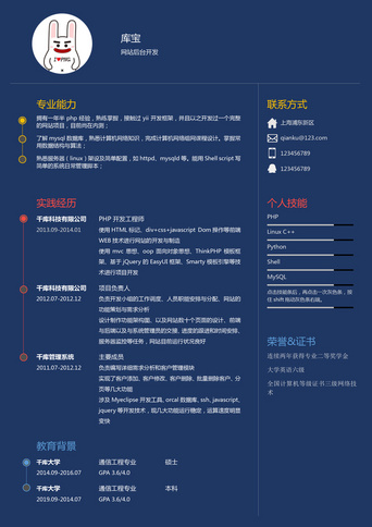 网站个人简历-网站求职简历-word文档-千库网