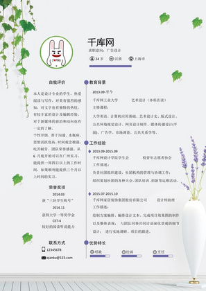 简约清爽风广告设计师简历