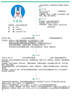 简洁开发工程师简历通用模板