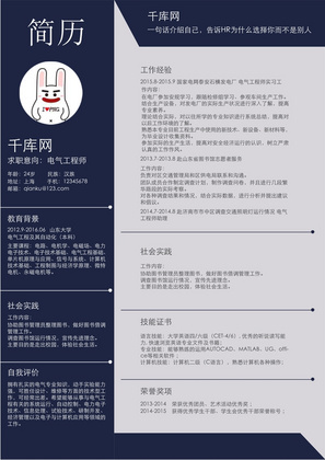 创意风电气工程师求职word简历