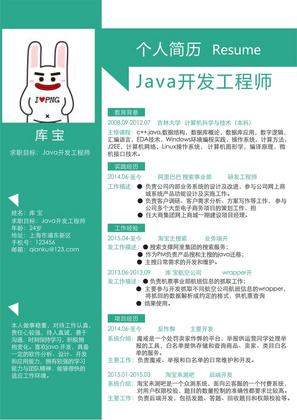 简约风Java开发工程师岗位word简历