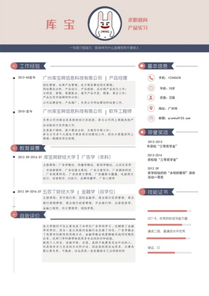 清新简约风产品实习岗位word简历