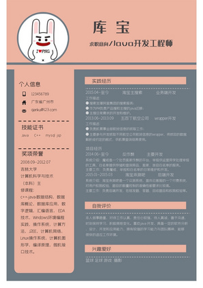 时尚创意风Java开发工程师岗位word