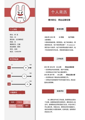 红色创意风网站运营经理岗位word模板