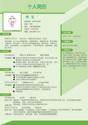 绿色创意软件开发师个人简历word模板