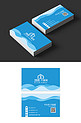 蓝色立体扁平波浪水产海鲜名片卡片