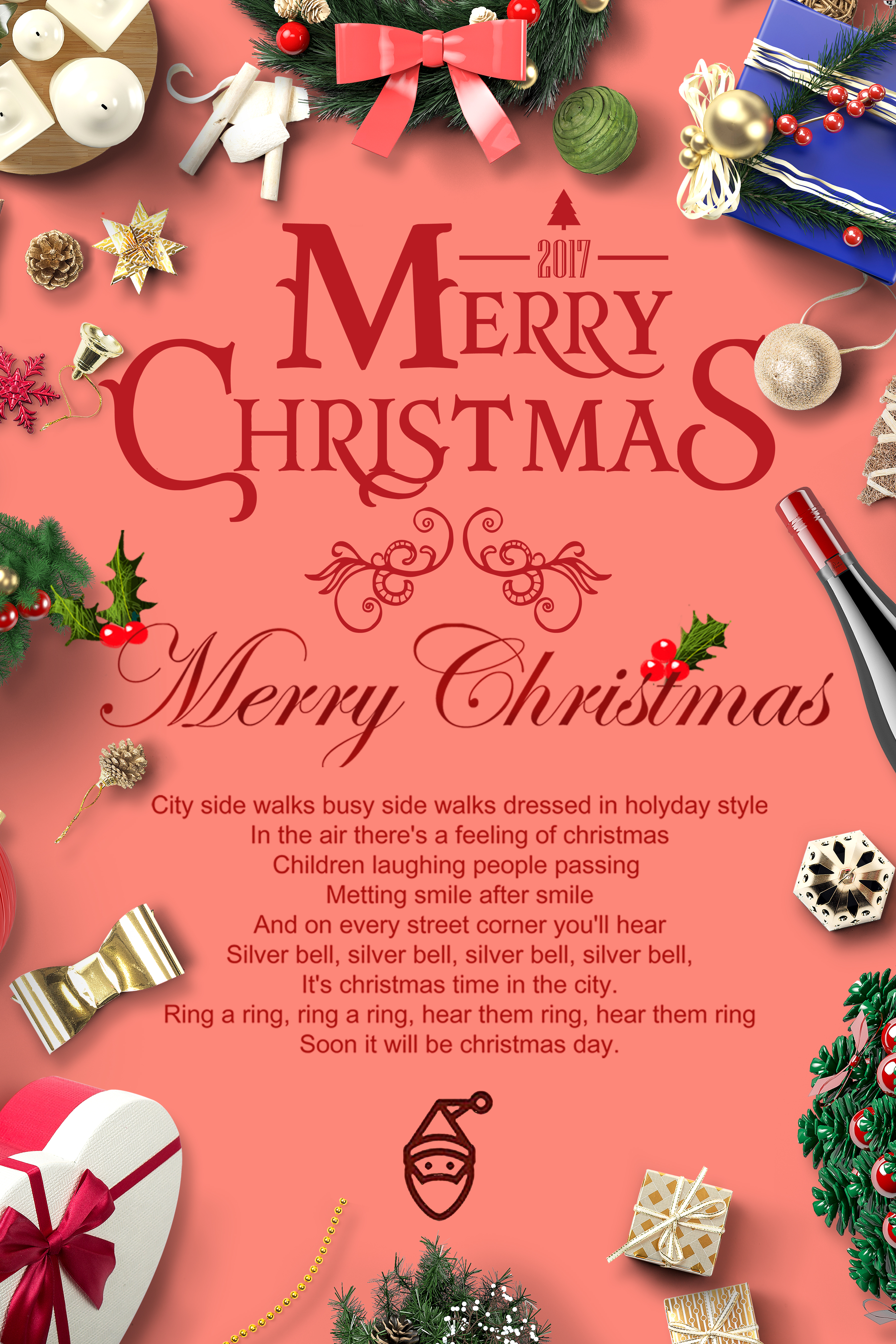 可爱风粉嫩圣诞节宣传海报图片