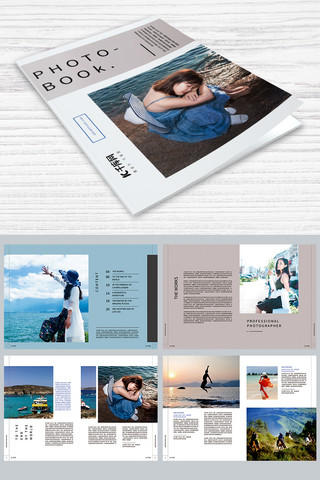 平面设计作品集海报模板_极简风格的旅游画册设计画册封面