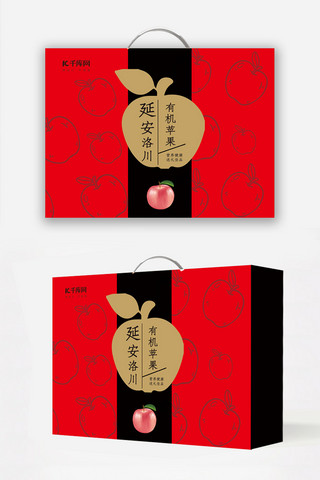 千库原创包装盒海报模板_千库原创红色卡通苹果手提包装礼盒
