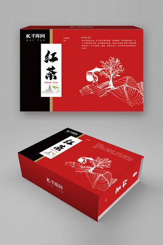 茶叶礼盒海报模板_千库网原创红色中国风高端茶叶礼盒