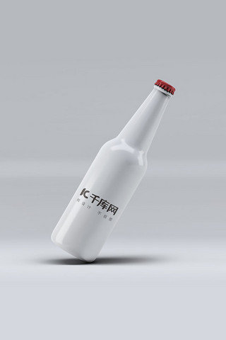 玻璃瓶酒瓶海报模板_白色简洁啤酒包装样机