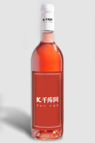 简洁红海报模板_简洁红酒瓶子样机
