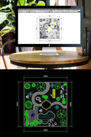 园林海报模板_CAD后花园园林设计平面图