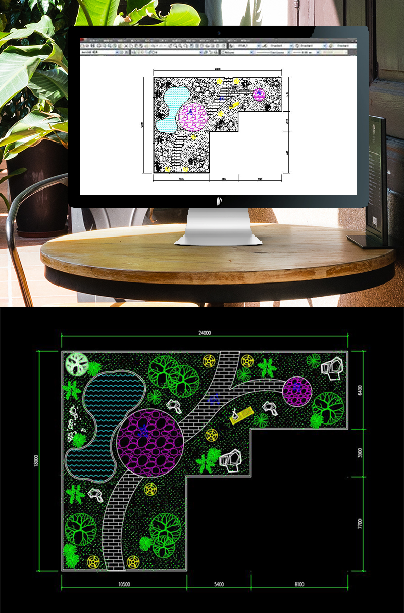 CAD园林景观小花园设计平面布局图图片