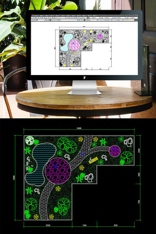 园林海报模板_CAD园林景观小花园设计平面布局图