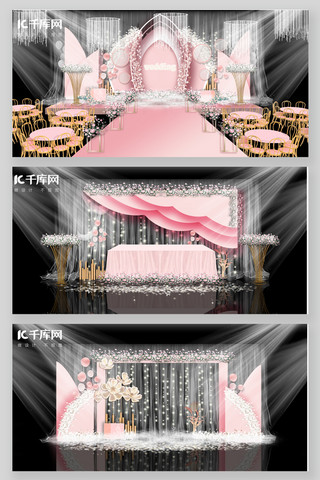 浪漫粉色鲜花婚礼效果图