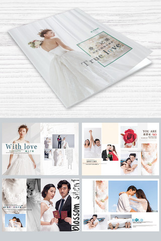 简洁白色婚纱摄影画册模版画册