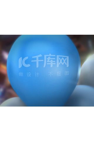 蓝色气球logo样机模板