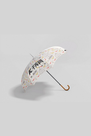 雨伞模板鸟笼白色卡通样机