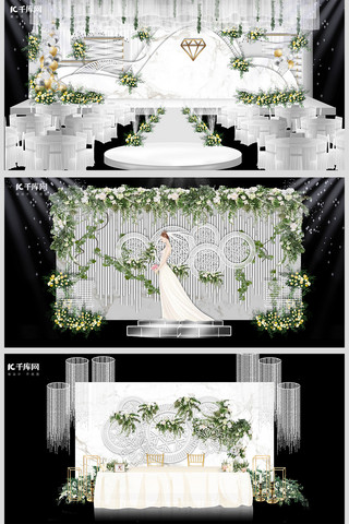 大理石纹背景婚宴婚礼白色简约风格装修效果图