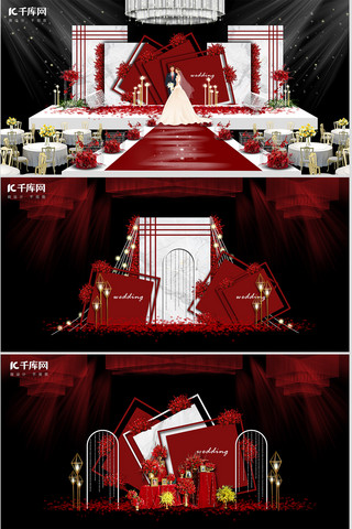 古典装饰背景婚礼红色创意装修效果图
