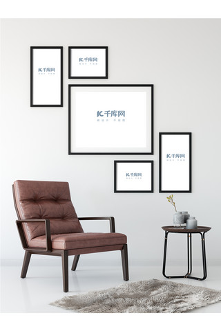 相框排版海报模板_室内装饰画框组合白色简约样机