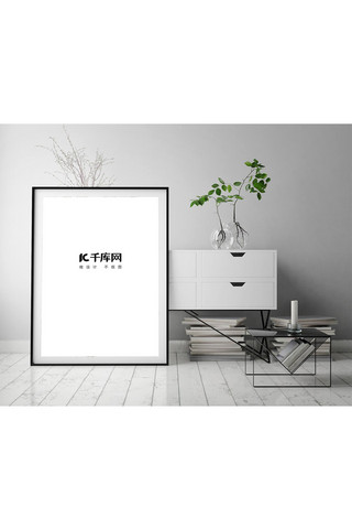 地板海报模板_室内装饰素材画框白色创意样机