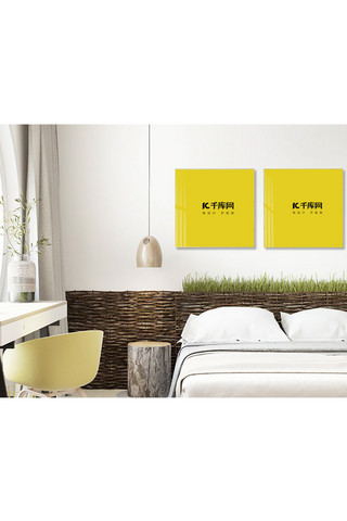 卧室画框设计模板装饰效果灰色墙简洁创意样机