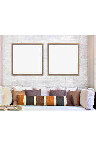 卧室墙上画框模板展示装饰白色墙简洁样机