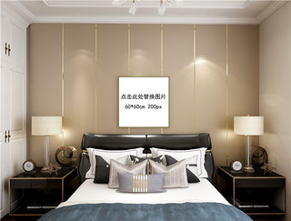 卧室展示海报模板_室内卧室装饰画画框模板模型展示灰色墙壁创意风格样机