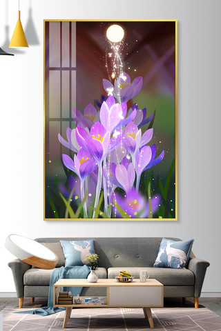 室内装饰画花紫色创意风格装修效果图