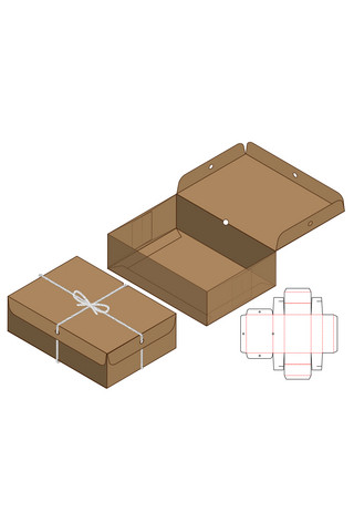 包装礼盒盒样机海报模板_连体盖鞋盒包装模板展示咖啡色简约样机