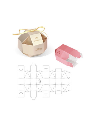 礼盒包装简约海报模板_礼盒包装设计模板展示粉红色创意样机